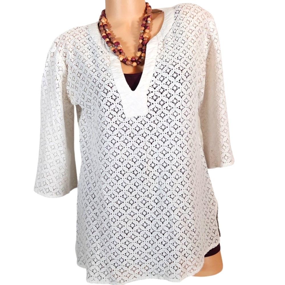 SOFI S/M WHITE EYELET SWIMSUIT COVER UP